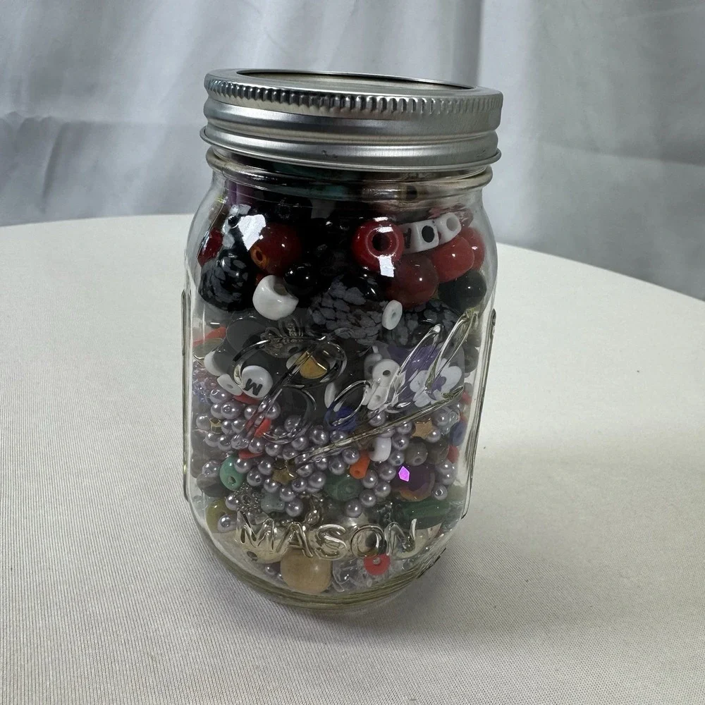 12oz Mason Jar of Beads Lot for‎ Jewelry Making Craft DIY